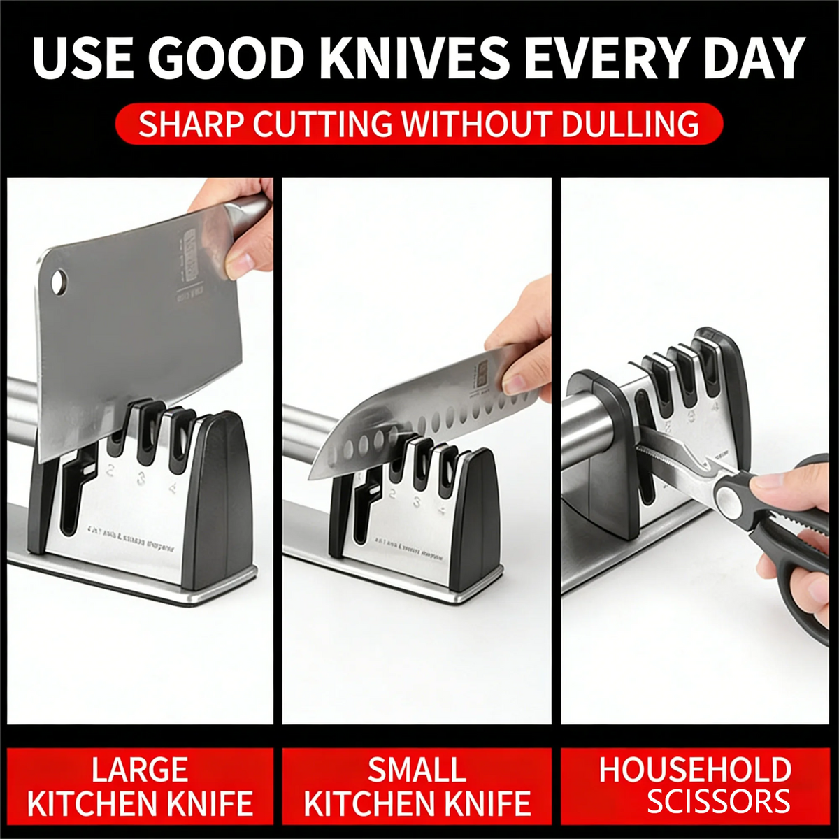 Premium 4-in-1 Manual Knife Scissor Sharpener