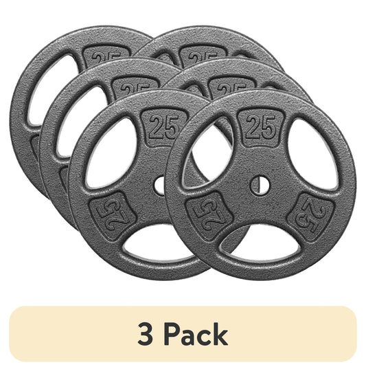 (3 Pack)  50LB Cast Iron Standard Weight Plate Set, 2X25Lb,1-Inch Holes Fit Standard Sized Bar