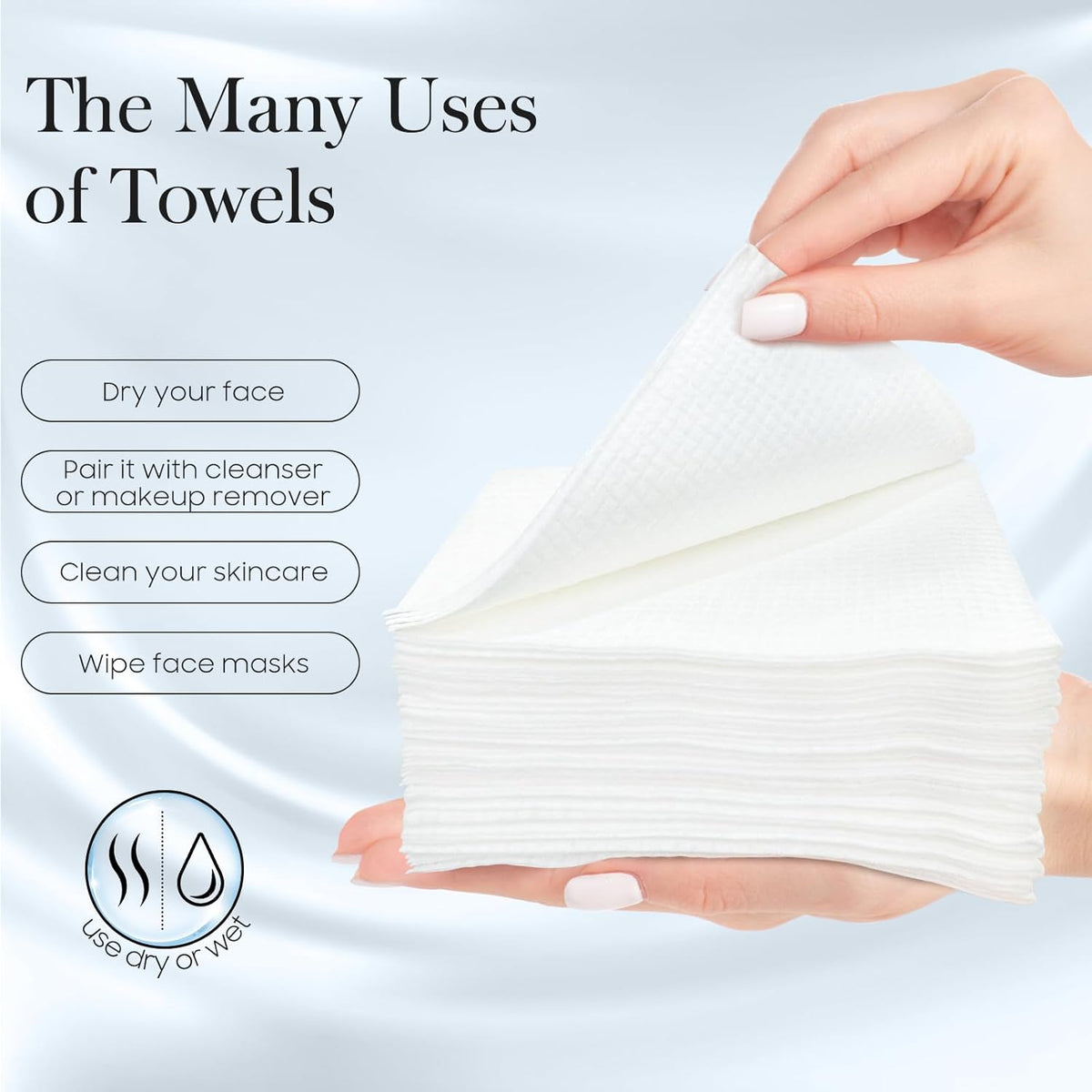 100 Count (2 Box) XL Disposable Face Towels 10” X 12”, 100% Viscose Fibre, Soft & Skin Friendly Face Towelettes Disposable, Facial Tissue Wipes for Women Cleansing