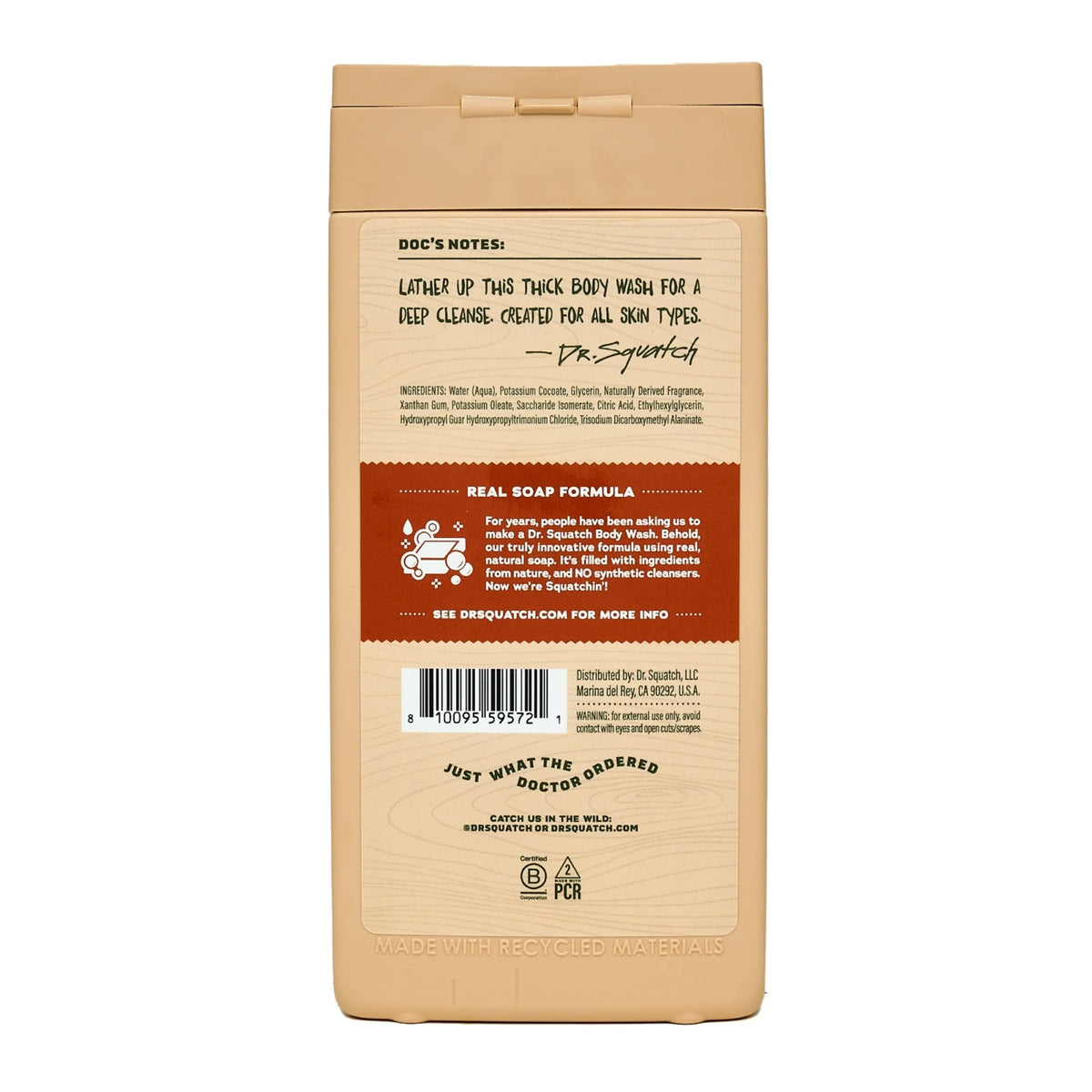 Wood Barrel Bourbon Natural Body Wash for Men, 14 Fl Oz