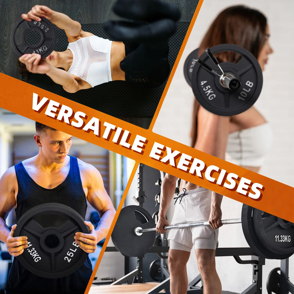Cast Iron Weight Plates, Black, 2-Inch，Multiple Weight Options, Pair or Set, for Strength Training & Home Gym