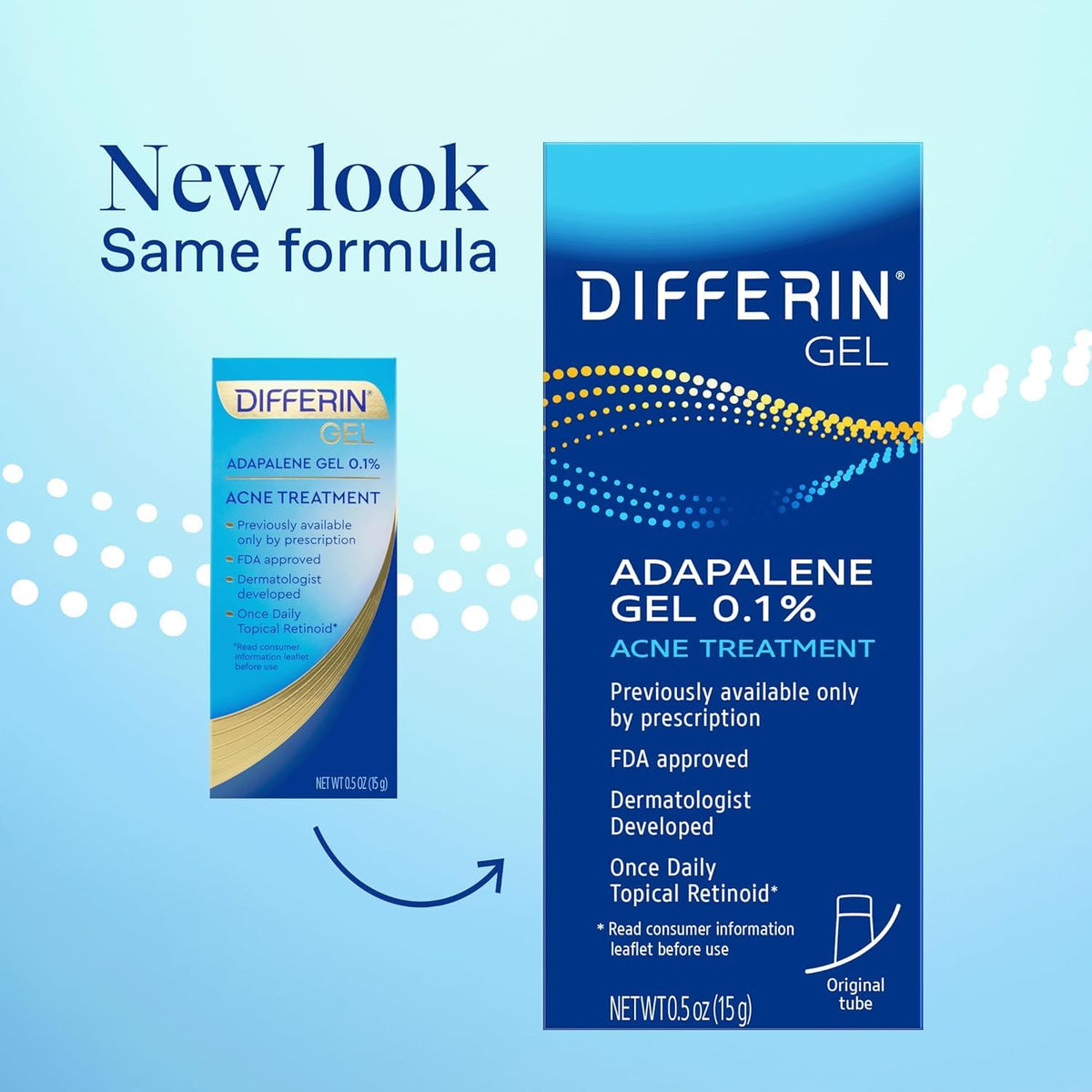 Acne Treatment Gel, 30 Day Supply, Retinoid Treatment for Face with 0.1% Adapalene, Gentle Skin Care for Acne Prone Sensitive Skin, 15G Tube (Packaging May Vary)