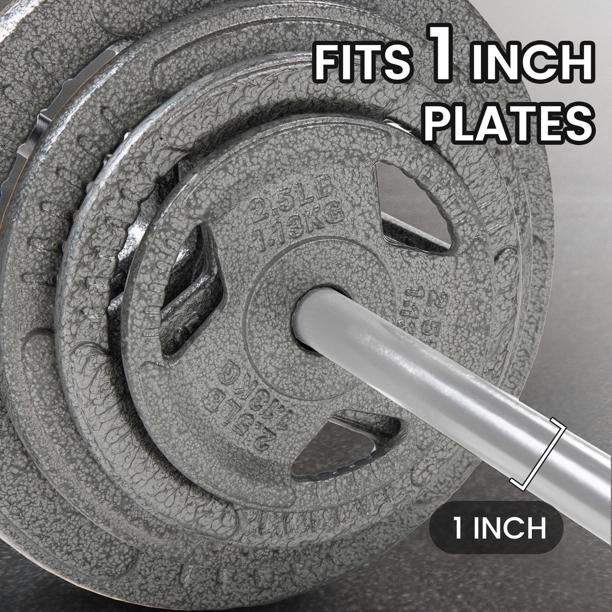 Standard Weightlifting Barbell，Chrome Plated Solid Steel Bar, 5FT/6FT/7FT, 300LB Capacity，With Knurled Grip , for Powerlifting, Strength Training，Home Gym Workouts，Multiple Size