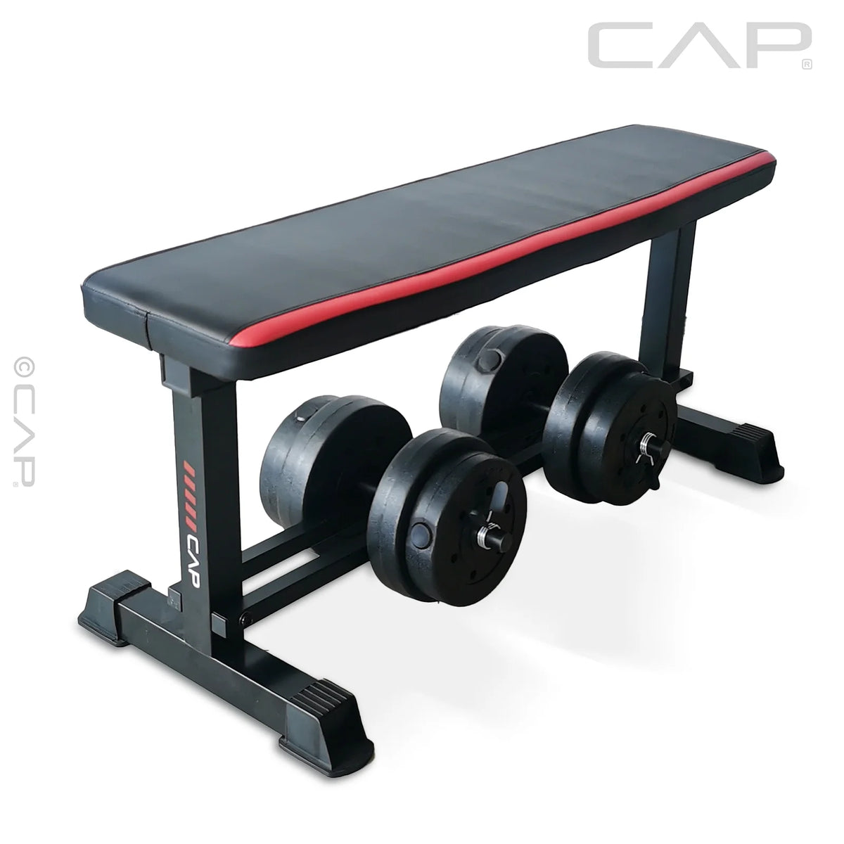 Flat Weight Bench & 50 Lb Adjustable Vinyl Dumbbell Set Combo