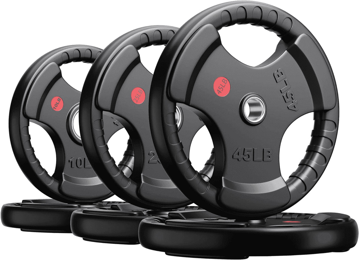 160Lbs Weight Plates 2 Inch Rubber Coated Olympic Weight Plate for Strength Training & Weightlifting in Home Gym, Solid Cast Iron Bumper Plates for Barbell