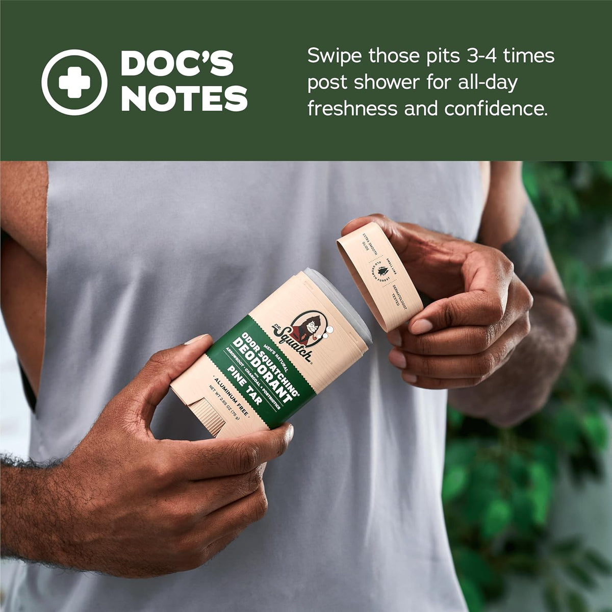 Natural Deodorant for Men - Odor-Squatching Aluminum Free - Pine Tar & Birchwood Breeze (2.65 Oz, 2-Pack)
