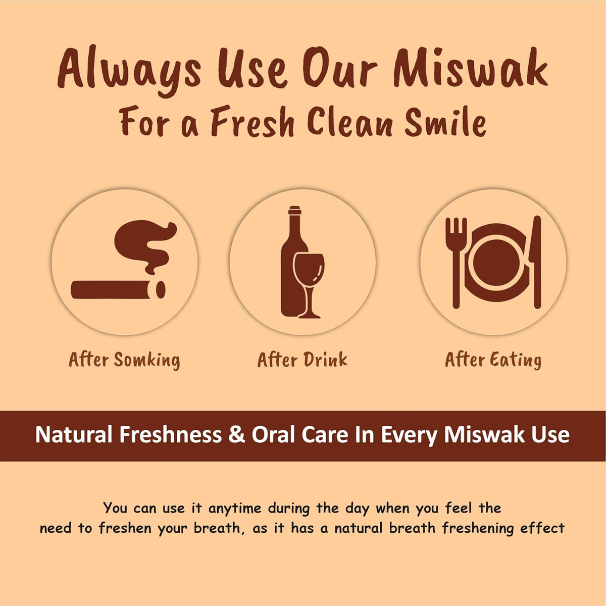 Miswak Stick for Teeth - Vacuum-Sealed Chewing Sticks, No Toothpaste Needed, Also Known as Siwak, Meswak, or مسواك | Pack of 3 Miswak Sticks with Holder