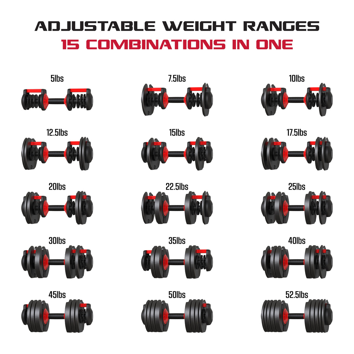 Adjustable Dumbbells, 52.5Lb Smartbell Dumbbell Set with Quick-Select Weights for Home Gym