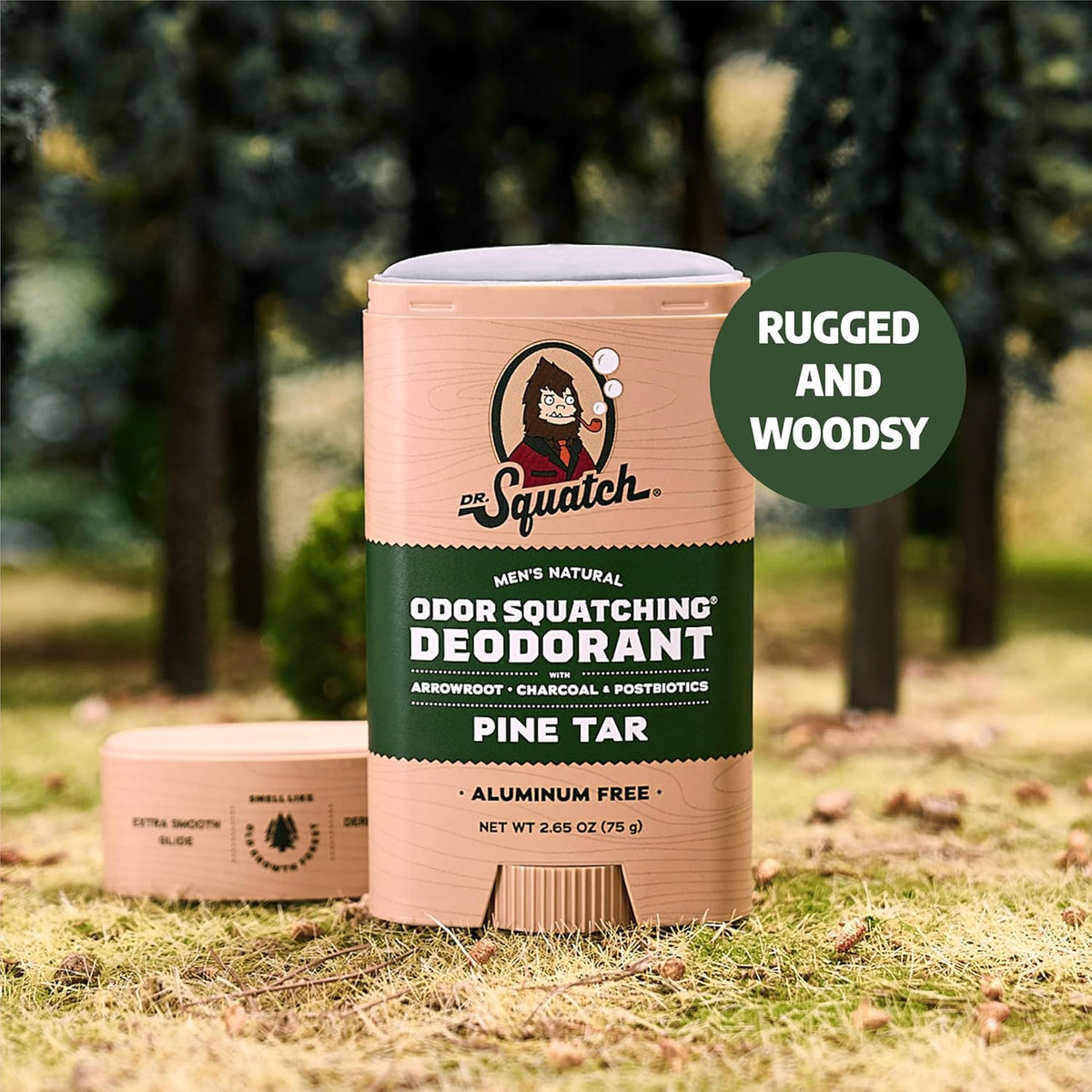 Natural Deodorant for Men - Odor-Squatching Aluminum Free - Pine Tar & Birchwood Breeze (2.65 Oz, 2-Pack)