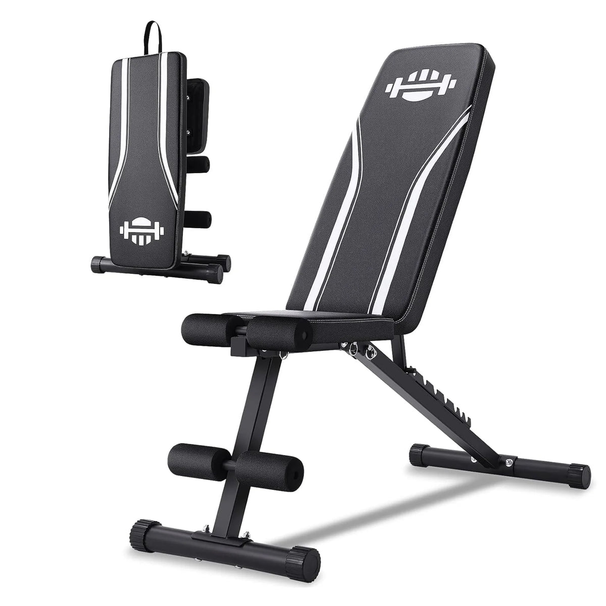 660LBS Foldable Weight Bench for Home Gym, Workout Bench Press with Fast 8 Adjustable Backrests, Incline/Flat/Decline Olympic Bench for Full Body Strength Training