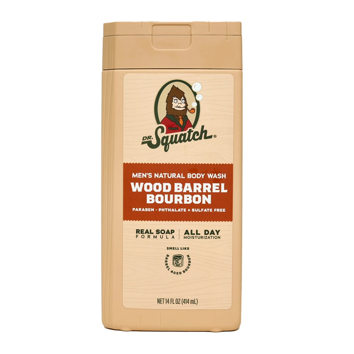 Wood Barrel Bourbon Natural Body Wash for Men, 14 Fl Oz