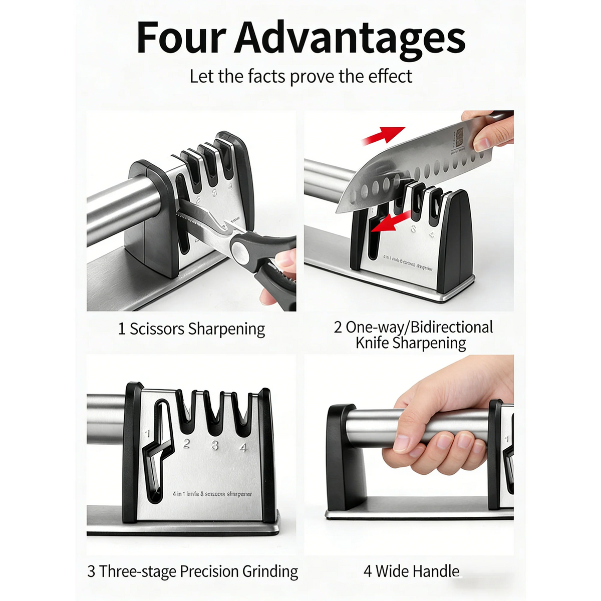 Premium 4-in-1 Manual Knife Scissor Sharpener
