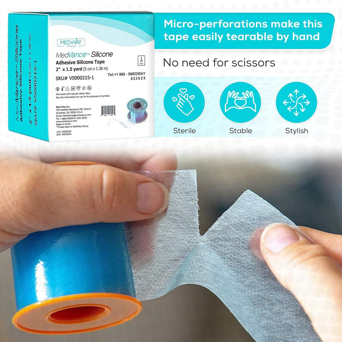 Silicone Tape 2" Wide Soft with Perforation and Cuttable (1 Pack, 1.5 Yards)