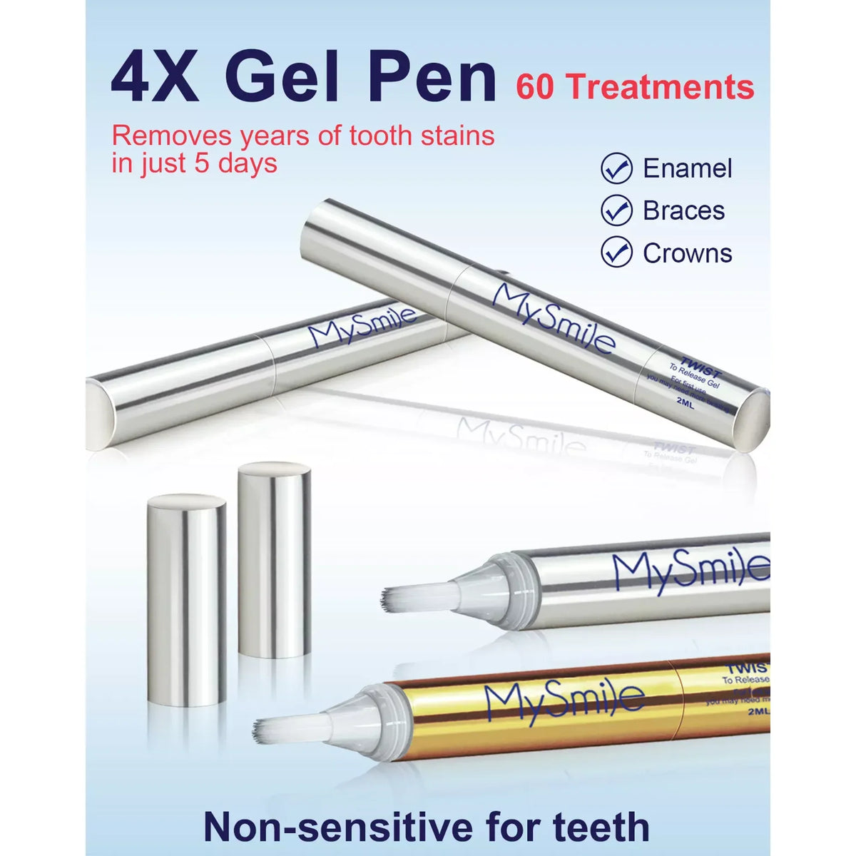 Deluxe Teeth Whitening Kit with 28-LED Light, 4X Teeth Whitening Pen Whitening Gel Refills, 10Mins Results, Remove 10 Years of Stains