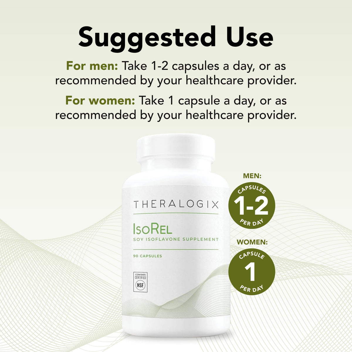 Isorel Whole Soybean Extract Supplement - 90-Day Supply - Menopause Support to Aid Hot Flashes - Prostate Health Support for Men - NSF Certified - 90 Capsules