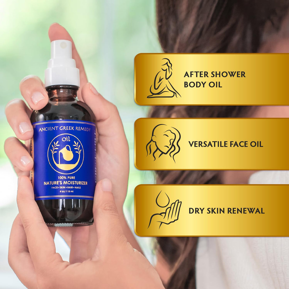 after Shower Body Oil for Women - Organic Face Oil & Body Moisturizer for Dry Skin with Sweet Almond, Jojoba, Olive, Lavender and Vitamin E Oil - Natural Clean Skincare, 4 Oz