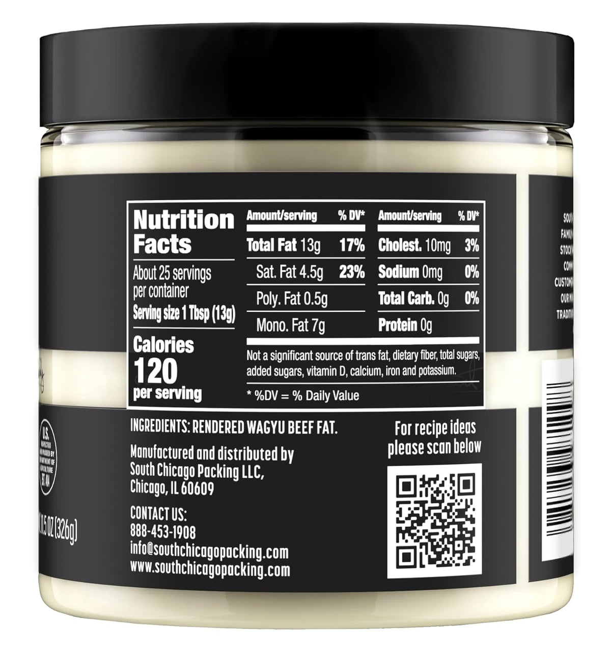 Wagyu Beef Tallow, 11.5 Oz Glass Jar, Perfect for Searing, Sauteing, Cooking, Pa