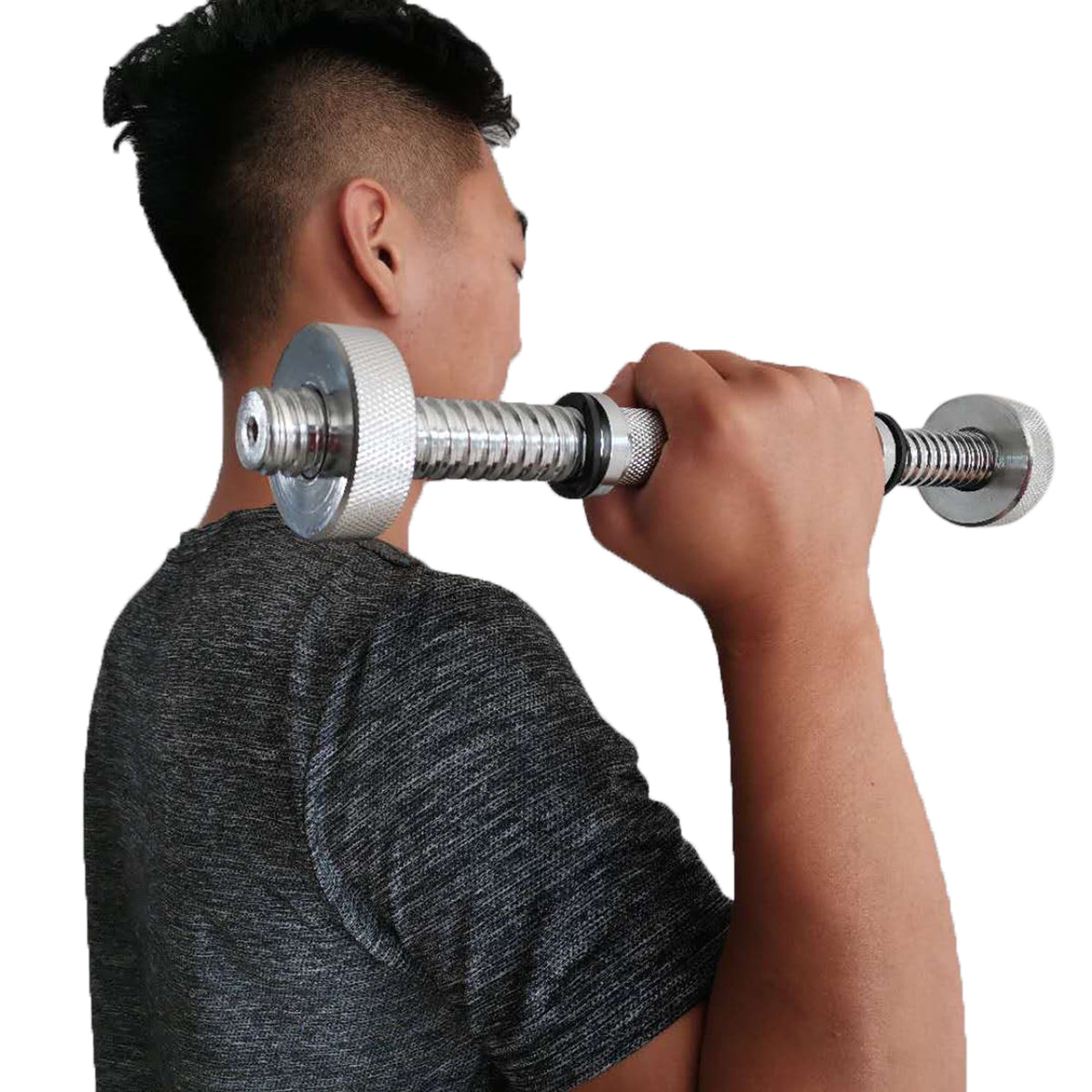 14" Standard Threaded Chrome Dumbbell Handles with round Collars, Pair