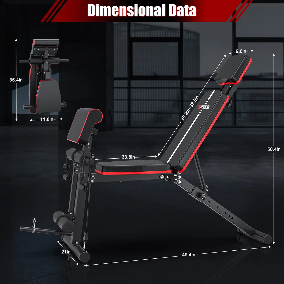 770LB Foldable Weight Bench,7 Positions Adjustable Workout Bench Press for Home Gym Full Body Strength Training