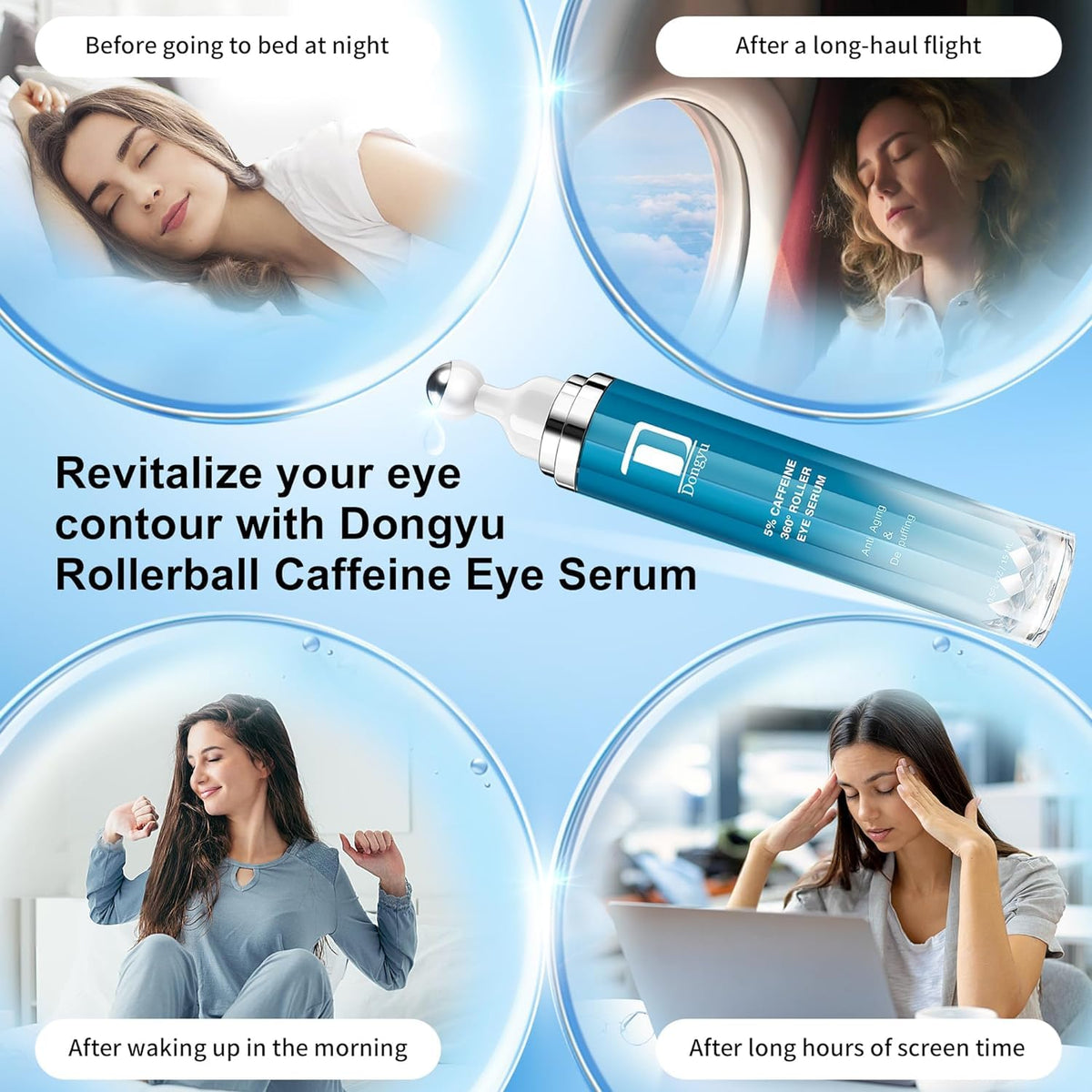 Caffeine Eye Cream for Dark Circles: under Eye Cream Morning Skincare - Daily Eye Serum for Eyelids Puffiness (Formula Upgraded)