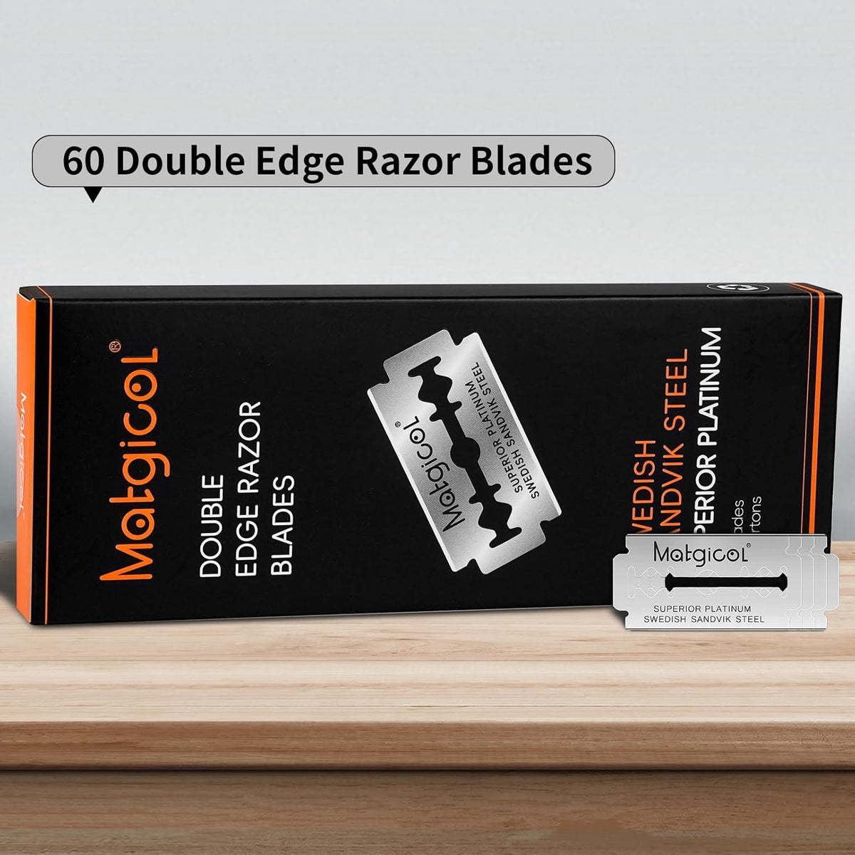 Double Edge Safety Razor Blades - 60 Count Premium Platinum Swedish Steel Blades for Men & Women’S Razors – Long-Lasting Precision Shaving Blades for Smooth, Comfortable & Close Shaves