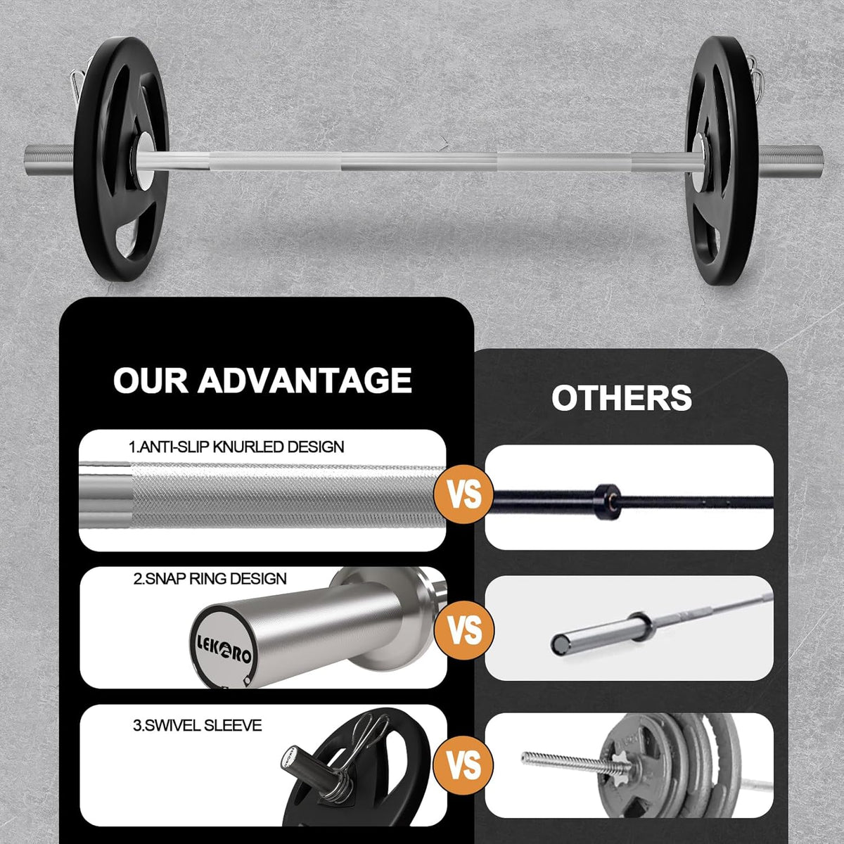  Barbell Bar, 48-Inch , Fits 2-Inch Weight Plates, (350LBS Weight Capacity）