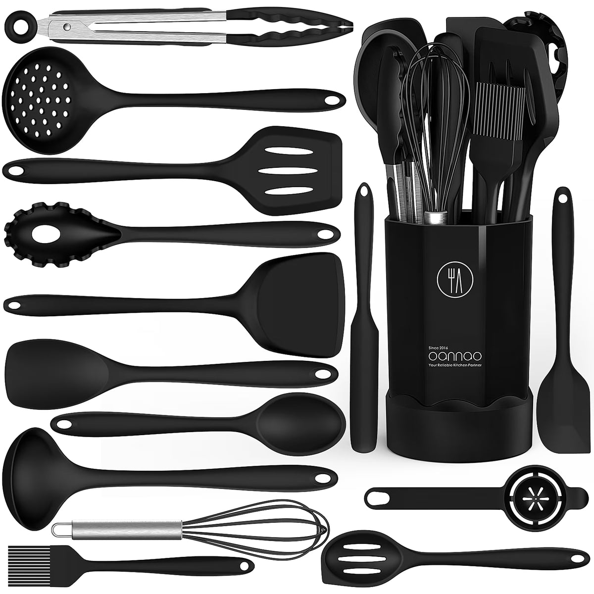 Black Silicone Cooking Utensils Set