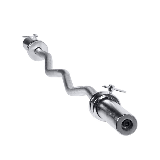 Barbell 47 In. Olympic EZ Curl Bar with Collars, 200Lb acity, Chrome