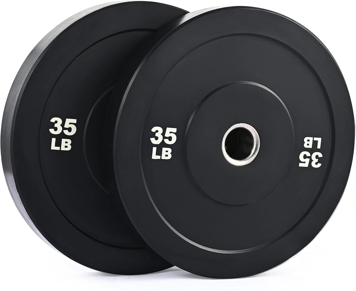 Weight Plate Set of 2, Twin 2" Bumper Plates for Strength and Training Fitness, Olympic Weight Set with Rubber Barbell Dumbbell Plates Stainless Steel Inserts for Pro or Home Gyms
