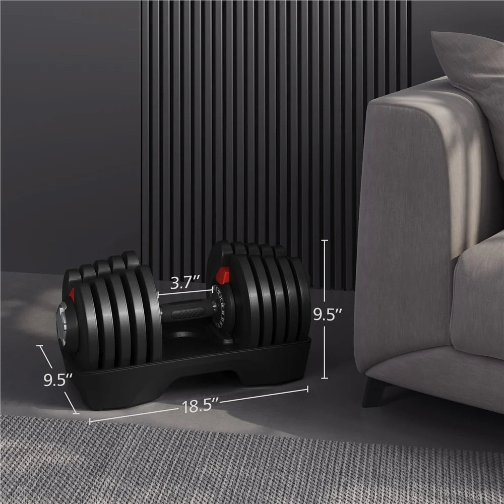 4-90Lbs Quick Adjust Dumbbell Set for Home Gym, Set of 2, Black/Red