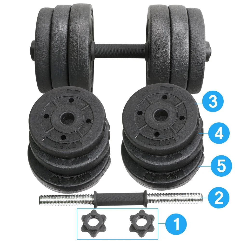 44LB Dumbbell Set Adjustable Weight Plates, Black