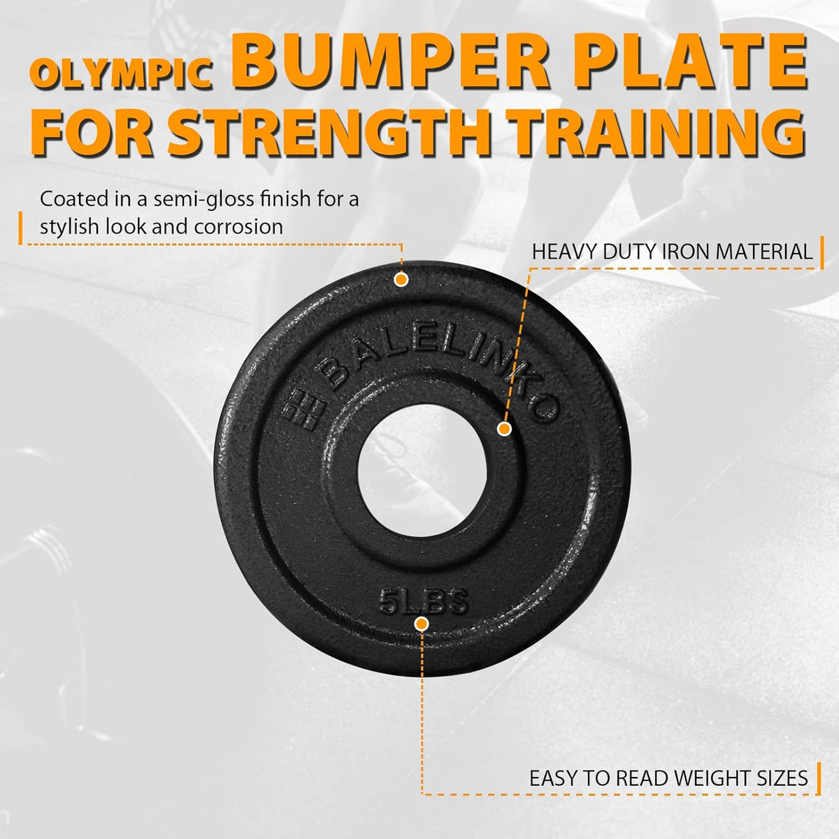 Cast Iron 2-Inch Olympic Grip Plate Weight Plate for Strength Training, Weightlifting and Crossfit, Set of 2, 5LB, Black