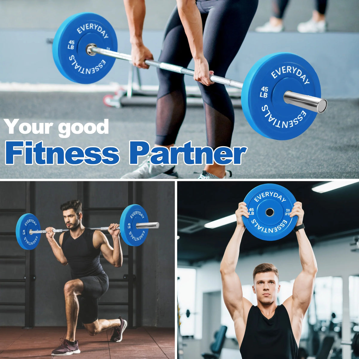 (3 Pack)  Olympic Bumper Plate Weight Plate, 45 Lbs Pair Color