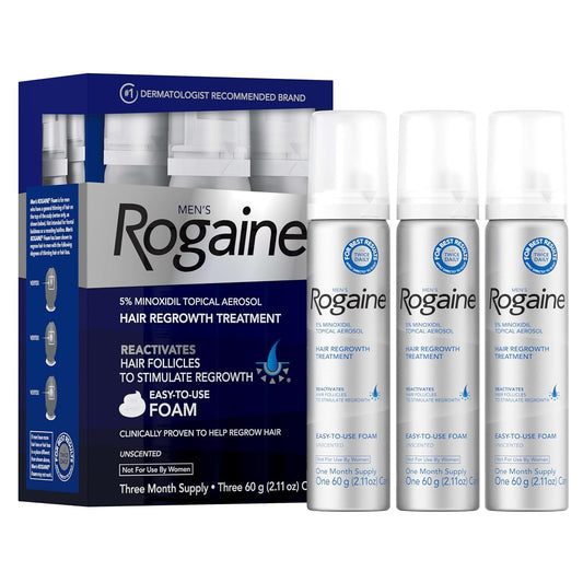 Men’S  5% Minoxidil for Men Foam, Clinically Proven Regrowth for Thinning Hair, Topical Hair Loss Treatment, Unscented Topical Aerosol, Results in 8–16 Weeks, 3-Month Supply, 3 X 2.11 Oz