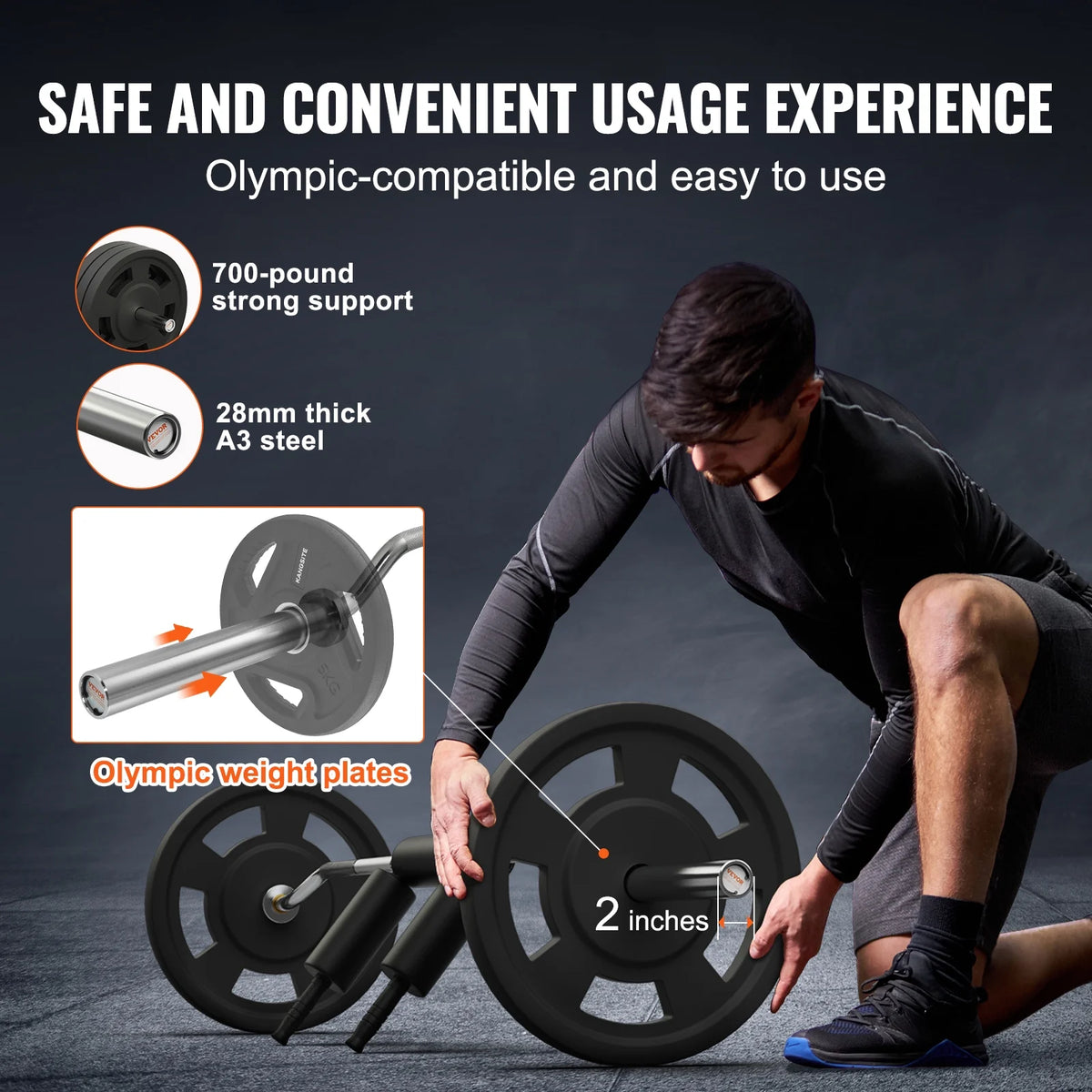 Safety Squat Bar Fitness Squat Bar Attachment 700LB Weight Lifting