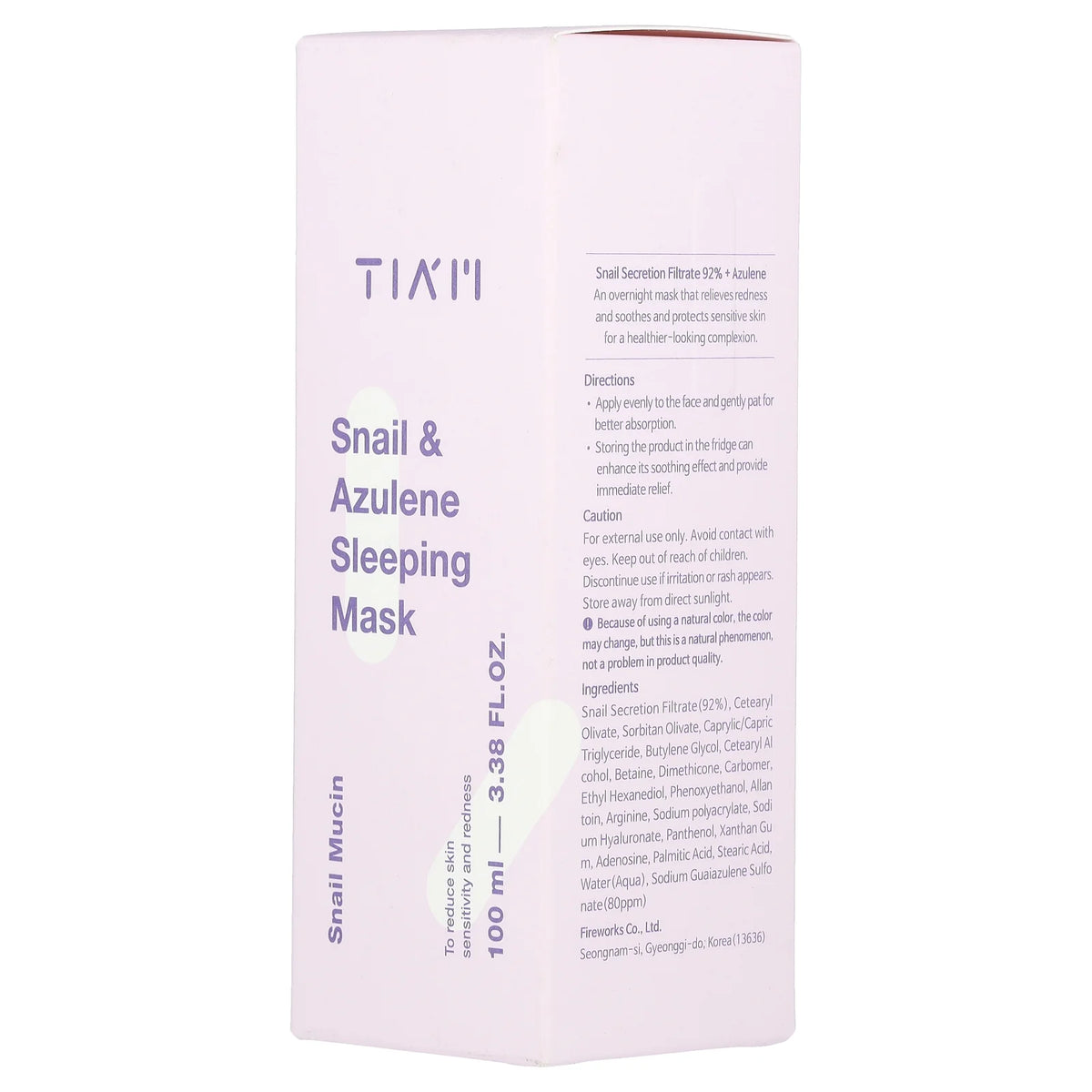 Snail & Azulene Sleeping Beauty Mask, 3.38 Fl Oz (100 Ml)