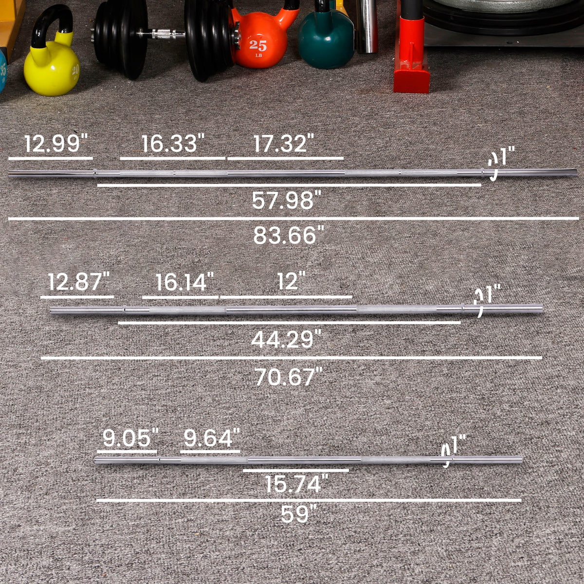 Standard Weightlifting Barbell，Chrome Plated Solid Steel Bar, 5FT/6FT/7FT, 300LB Capacity，With Knurled Grip , for Powerlifting, Strength Training，Home Gym Workouts，Multiple Size