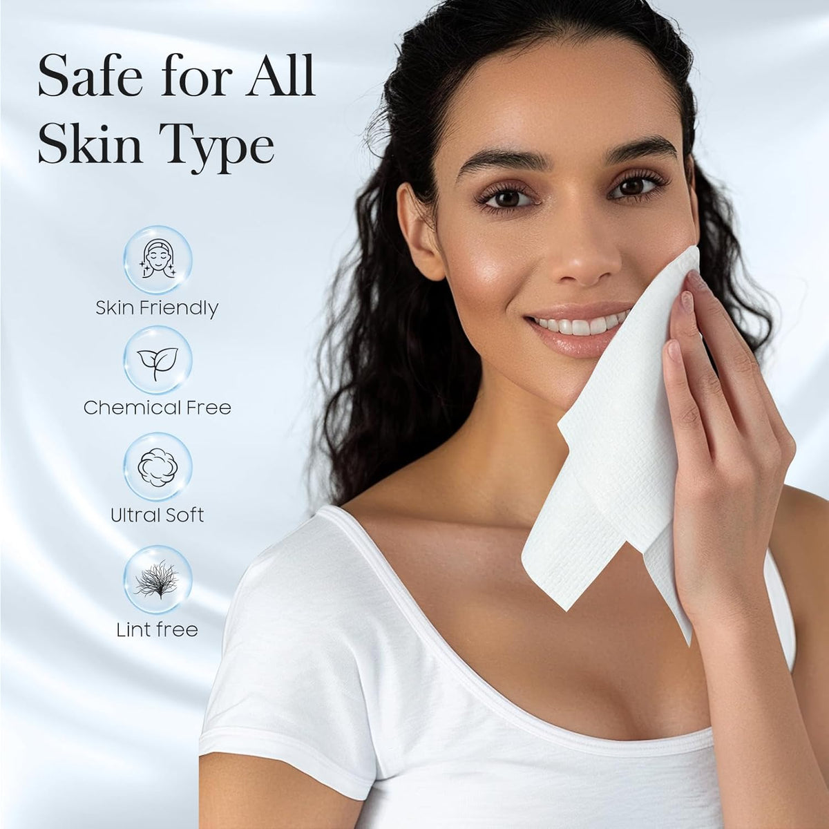 100 Count (2 Box) XL Disposable Face Towels 10” X 12”, 100% Viscose Fibre, Soft & Skin Friendly Face Towelettes Disposable, Facial Tissue Wipes for Women Cleansing